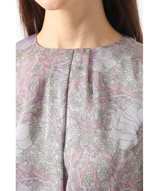 DAKS ボタニカルプリント七分袖ワンピース ピンク