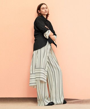 JOSEPH シルクアニメーション　シャツドレス Oyster White/ Black