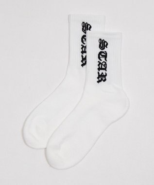 WEGO オールドイングリッシュロゴリブソックス ホワイト