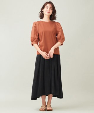 ANY 【接触冷感】秋メキ袖ボリューム カットソー テラコッタ