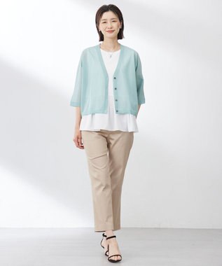 J.PRESS LADIES 【洗える】ノースリーブスムースジャージー フレア カットソー ホワイト系