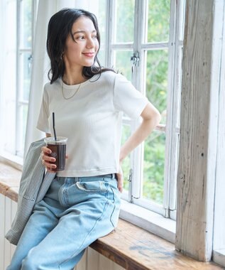 WEGO 【洗える/SML】コンパクトリブT ホワイト