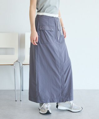 CRAFT STANDARD BOUTIQUE ナイロンダブルウエストIラインスカート Gray