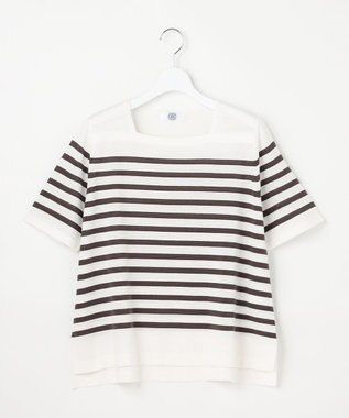 J.PRESS LADIES RELAX OVER KNIT プルオーバー オフホワイト×モカ