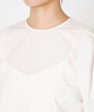 NAVE 【Nave・洗える】タイプライタークロス ギャザーブラウス ホワイト系