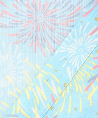 ANY KIDS 【簡単着付け】2WAY セパレート浴衣セット サックスブルー×花火