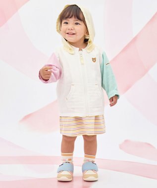 MIKI HOUSE HOT BISCUITS 【80-120cm】二重織ガーゼ素材 パーカ マルチカラー