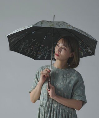 AND WOOL 〈UVカット率99%以上・一級遮光生地・晴雨兼用〉ボタニカル刺繍の日傘 （長傘タイプ） ホワイト