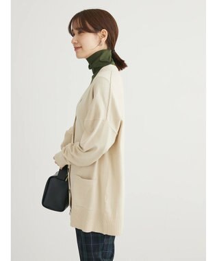 Green Parks もちやわ　Ｖネックミディ丈ニットカーディガン Light Beige