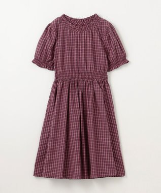 組曲 KIDS 【150-160㎝】チェック ワンピース ラズベリー系3