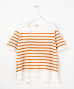 J.PRESS LADIES RELAX OVER KNIT プルオーバー オフホワイト×サニーオレンジ