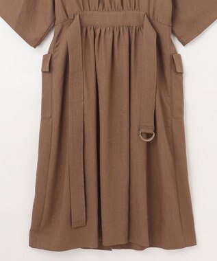 GRACE CONTINENTAL リネンタッチサファリドレス ブラウン