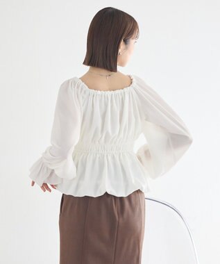 earth music&ecology バルーンヘムブラウス Off White