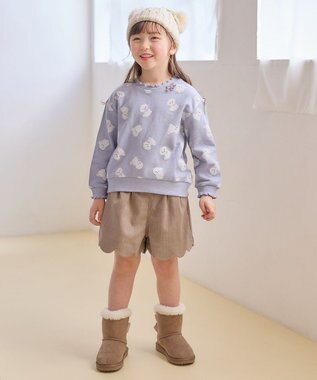 ANY KIDS アニマル 総柄 トレーナー サックスブルー×イヌ