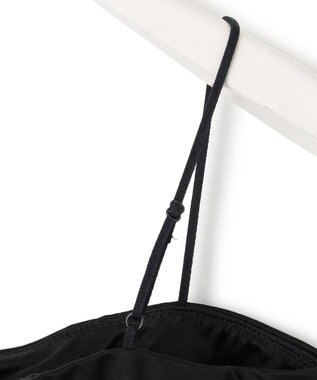 ICB L 【接触冷感・UVケア・速乾・洗える】カップ付きサテンキャミソール ブラック系