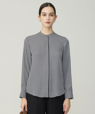 【新色追加・WEB限定カラーあり】BackSatinAmunzen バンドカラーブラウス