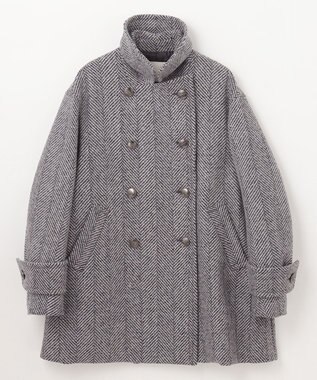 GRACE CONTINENTAL ヘリンボーンピーコート グレー