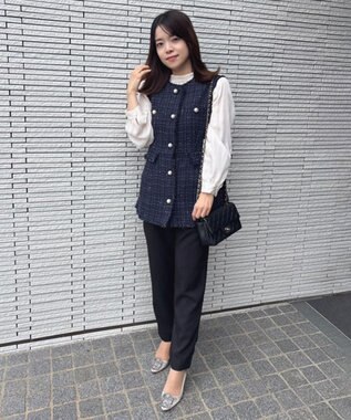 Feroux 【洗える】ラメツイード ジレ ネイビー系1