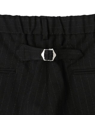 J.PRESS MEN 【J.PRESS ORIGINALS】Wool Silk Angola Chalk Stripes Spindle 1Tuck Piped Stem Slacks / Japan Made ブラック系1