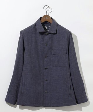 JOSEPH ABBOUD 【キングサイズ・洗える・麻混】クールリネン シャツ ネイビー系