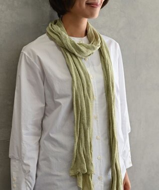 AND WOOL 〈上質な素材と手仕事から生まれた優しいニット〉シルクリネンのストール グリーン