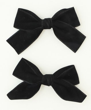 WEGO LベロアBIGリボンクリップ ブラック