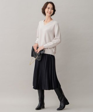 自由区 【洗える】コットンストレッチホールガーメント プルオーバーニット ライトグレー系