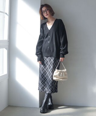 WEGO 【WEB限定/2025年秋冬新作//洗濯可/MLサイズ展開/ユニセックス着用ITEM】ドロップショルダーカーディガン ブラック