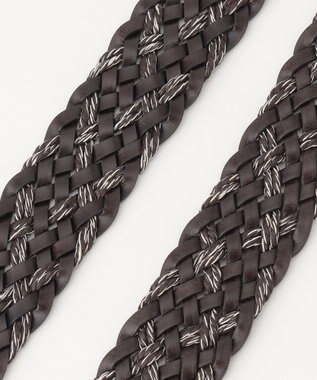 JOSEPH ABBOUD 【イタリア素材/日本製】レザーミックスブレイズ ベルト ダークブラウン系7