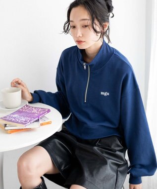 WEGO ハーフジップショートスウェット ネイビー