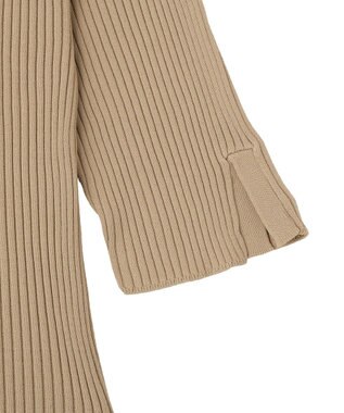 YECCA VECCA ハイネック5分袖リブニット Gray Beige