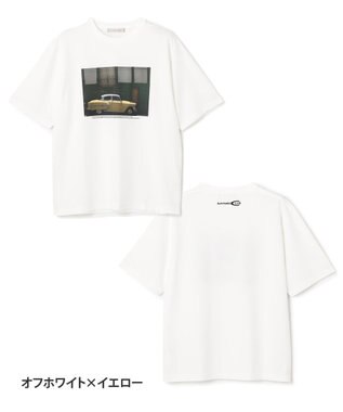 UNFILO MENS スマートストレッチ PHOTO TEE オフホワイト×イエロー