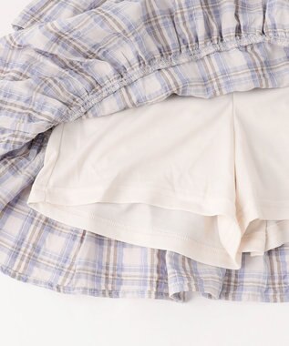 ANY KIDS 【洗濯機可能】ティアード チェックスカパン ブラウン