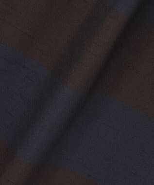 自由区 L 【カタログ掲載・洗える】スラブシャンタン スカート ネイビー×ブラウン