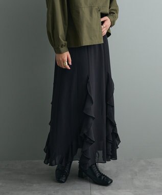 CRAFT STANDARD BOUTIQUE ラッフルロングスカート Black