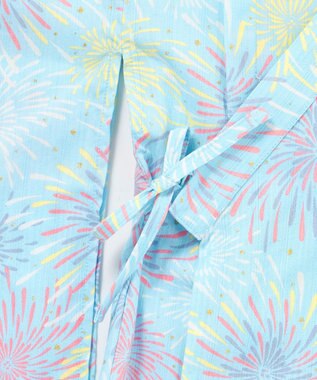 ANY KIDS 【簡単着付け】2WAY セパレート浴衣セット サックスブルー×花火