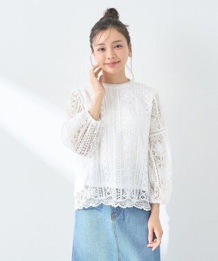 earth music&ecology レースプルオーバー Off White