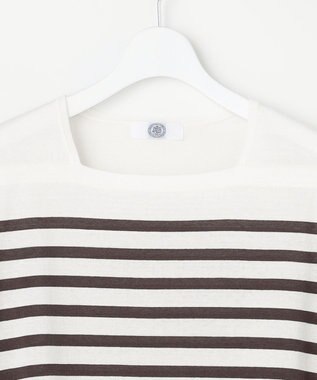 J.PRESS LADIES RELAX OVER KNIT プルオーバー オフホワイト×モカ