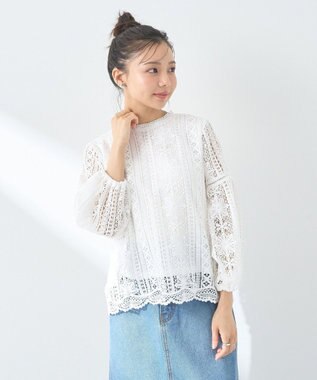 earth music&ecology レースプルオーバー Off White