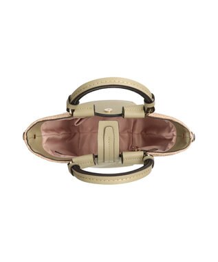 INTER-CHAUSSURES 【LORISTELLA】ラフィアコンビレザーハンドバッグ グリーンコンビ