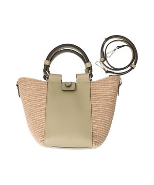 INTER-CHAUSSURES 【LORISTELLA】ラフィアコンビレザーハンドバッグ グリーンコンビ