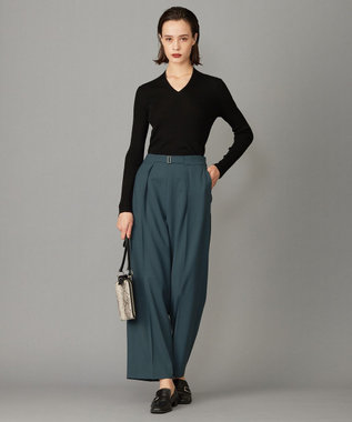 ICB 【洗える】エクストラファインメリノ Vネックプルオーバー ブラック系