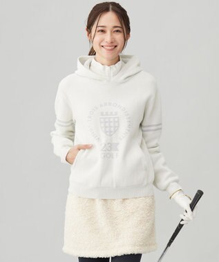 23区GOLF 【WOMEN】【ストレッチ性】フロントロゴ フーディー 日常使いにぴったりな軽やかな1着 ホワイト系