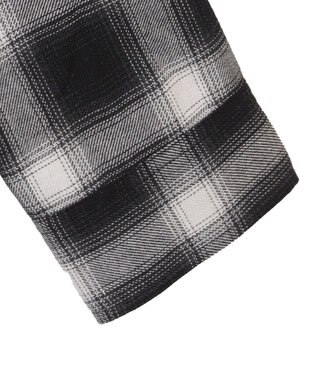 WEGO 裏毛フードチェックシャツ ブラック