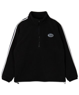 WEGO フリース　ワンポイントハーフZIPプルオーバー ブラック