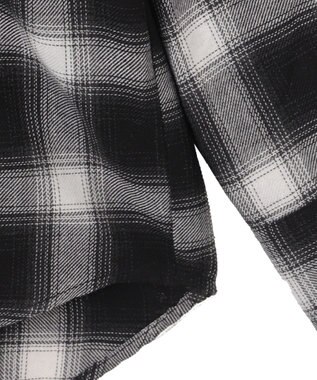 WEGO 裏毛フードチェックシャツ ブラック