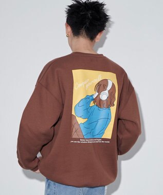 WEGO 【ユニセックス着用ITEM】ガールイラストグラフィックプルオーバー