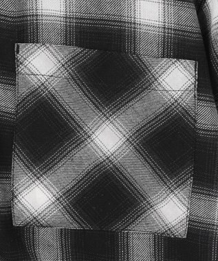 WEGO 裏毛フードチェックシャツ ブラック