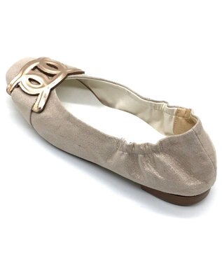 nouvelleRobe Oū 新色追加【本革・高反発】Chain Buckle Ornament スクエアトゥパンプス ベージュメタリック