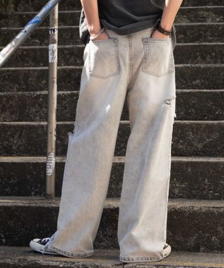 WEGO スーパーバギーダメージデニムパンツ 柄4